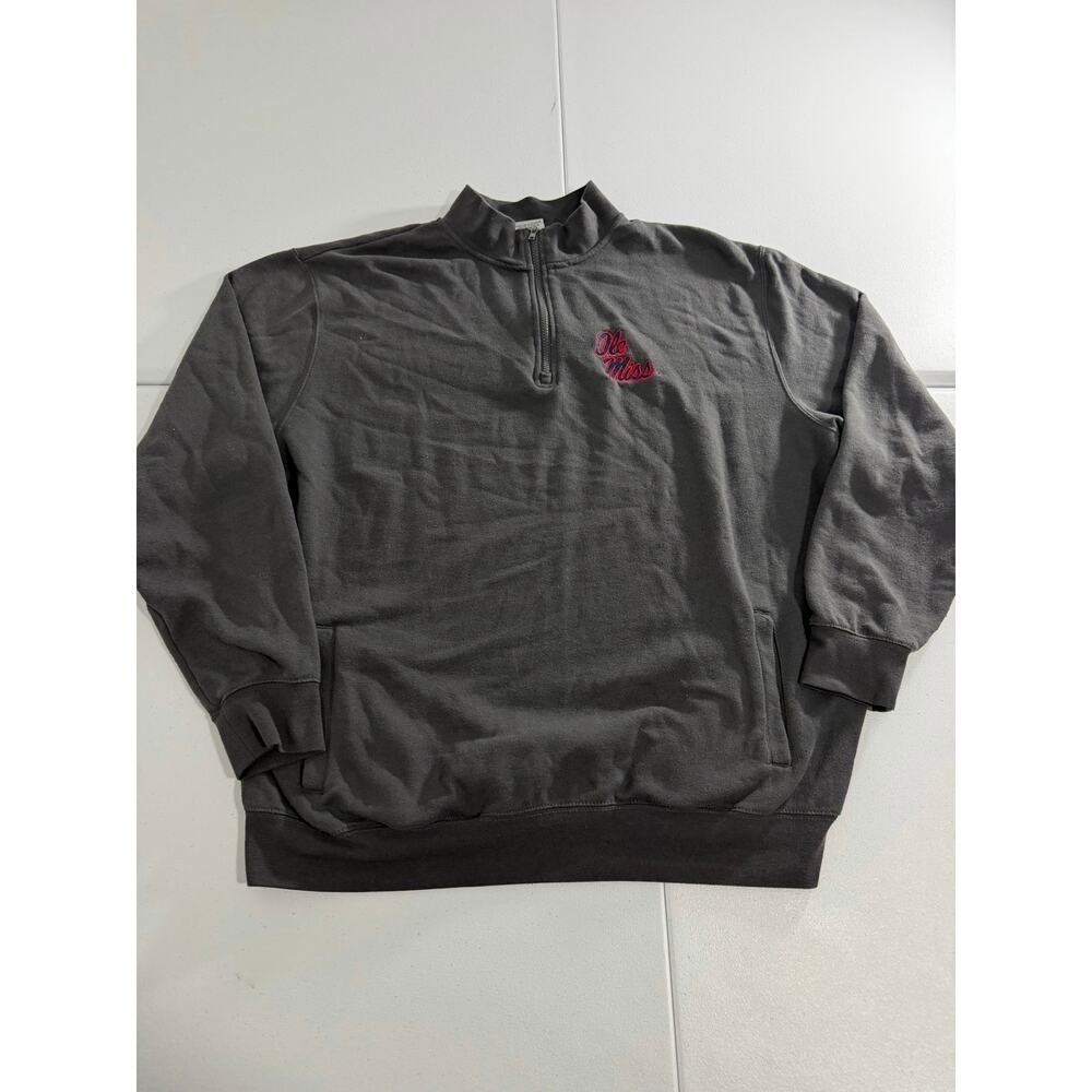 Ole Miss Quarter Zip Sweater Mens Size 2xl Gray